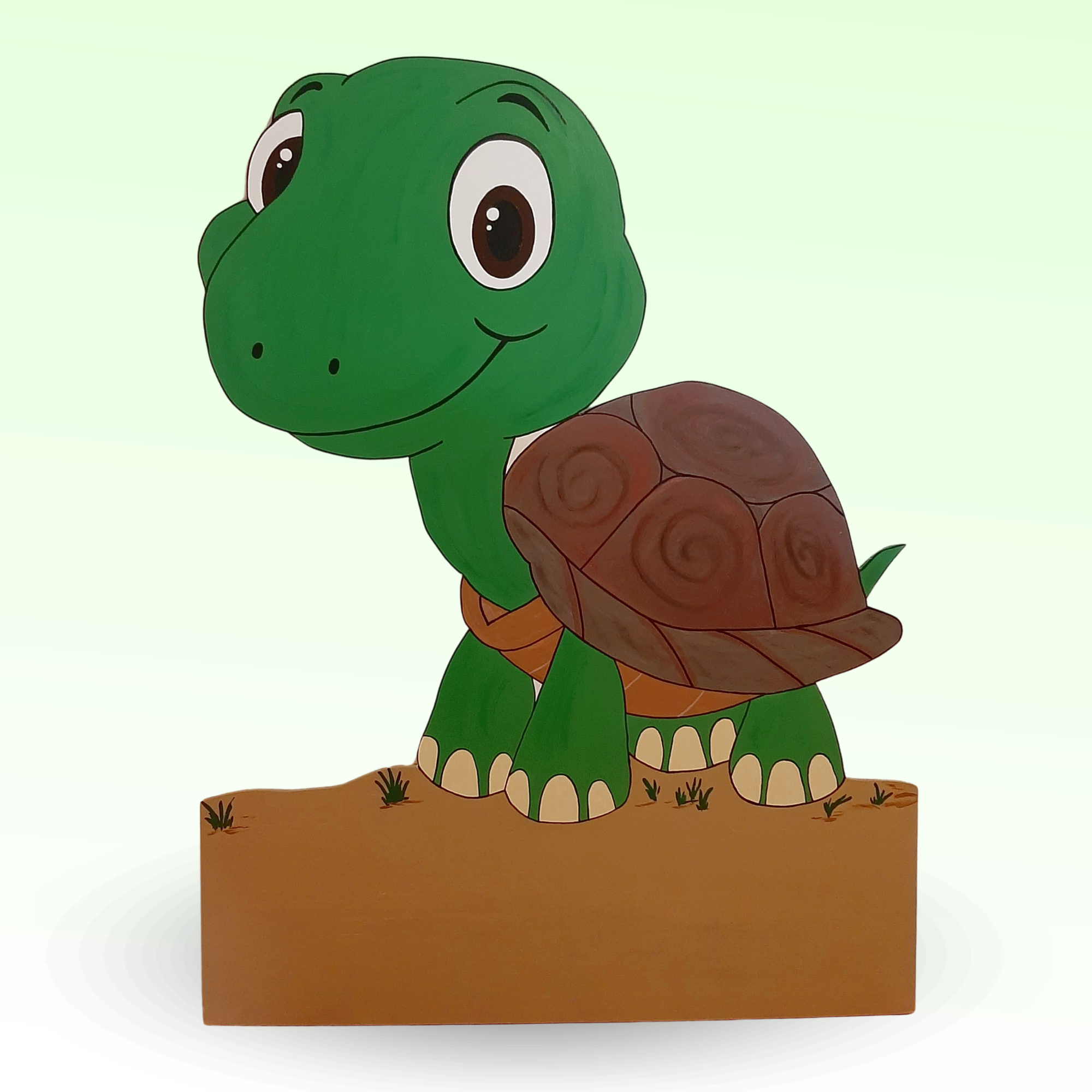 Geburtstafel/Babytafel in Form einer Schildkröte. Handgefertigt von Franziska Barmettler, Geburtstafeln Luzern, in Root.