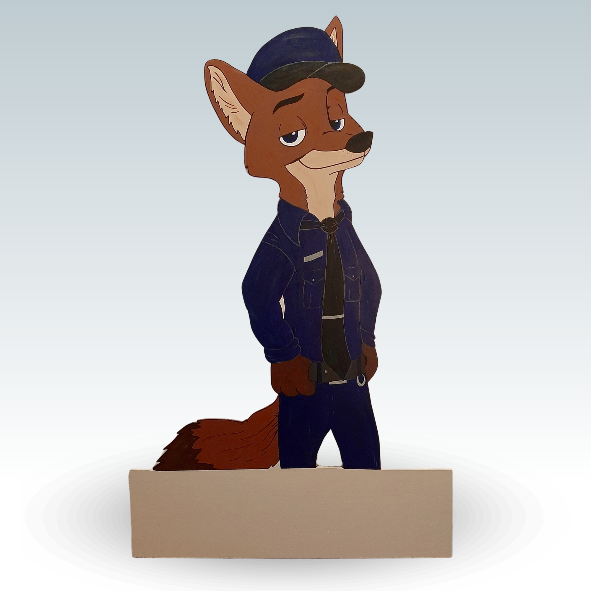 Geburtsschild/Babytafel in Form eines Fuchs. Handgefertigt von Franziska Barmettler, Geburtstafeln Luzern, in Root.