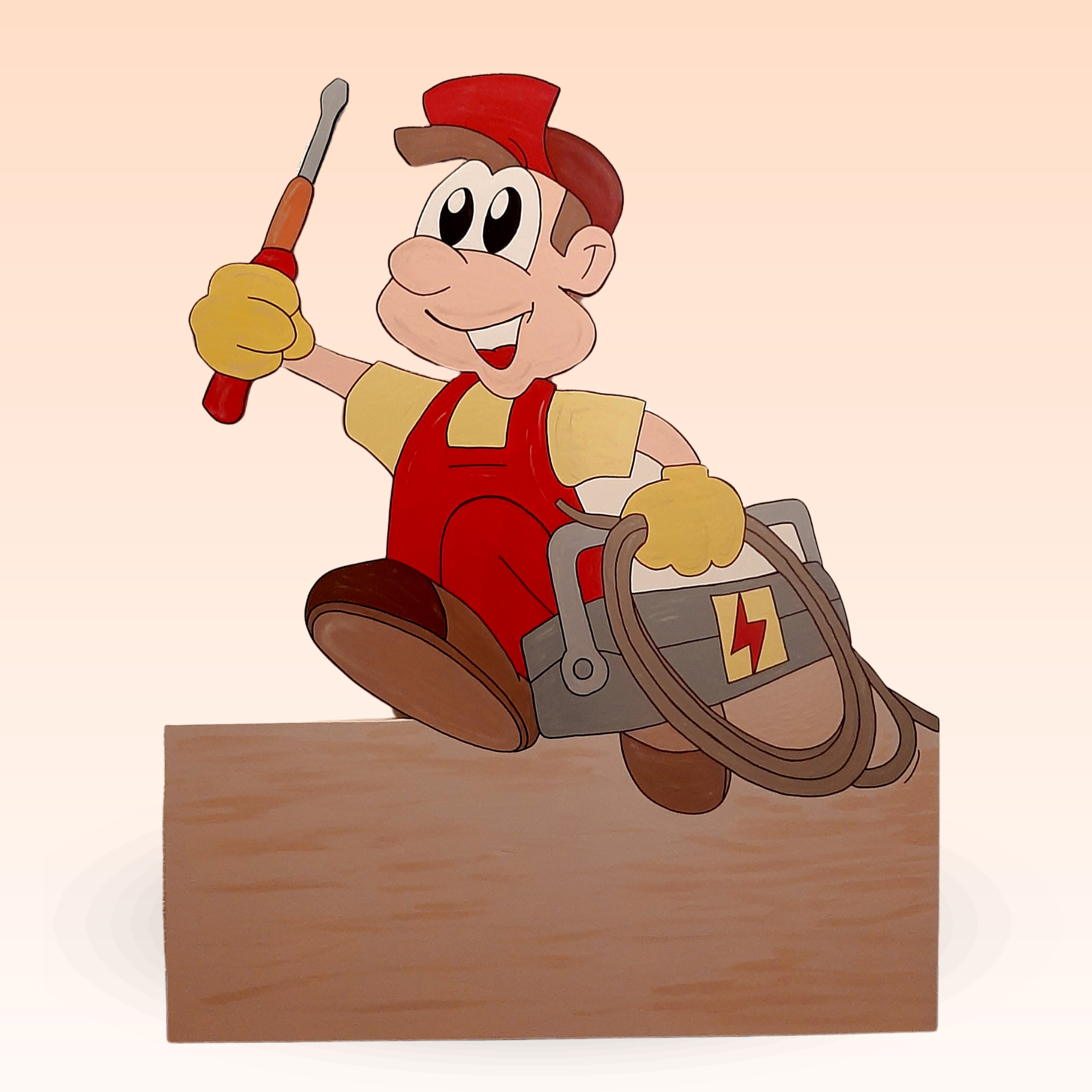 Geburtstafel/Babytafel in Form eines Stromers/Elektrikers. Handgefertigt von Franziska Barmettler, Geburtstafeln Luzern, in Root.