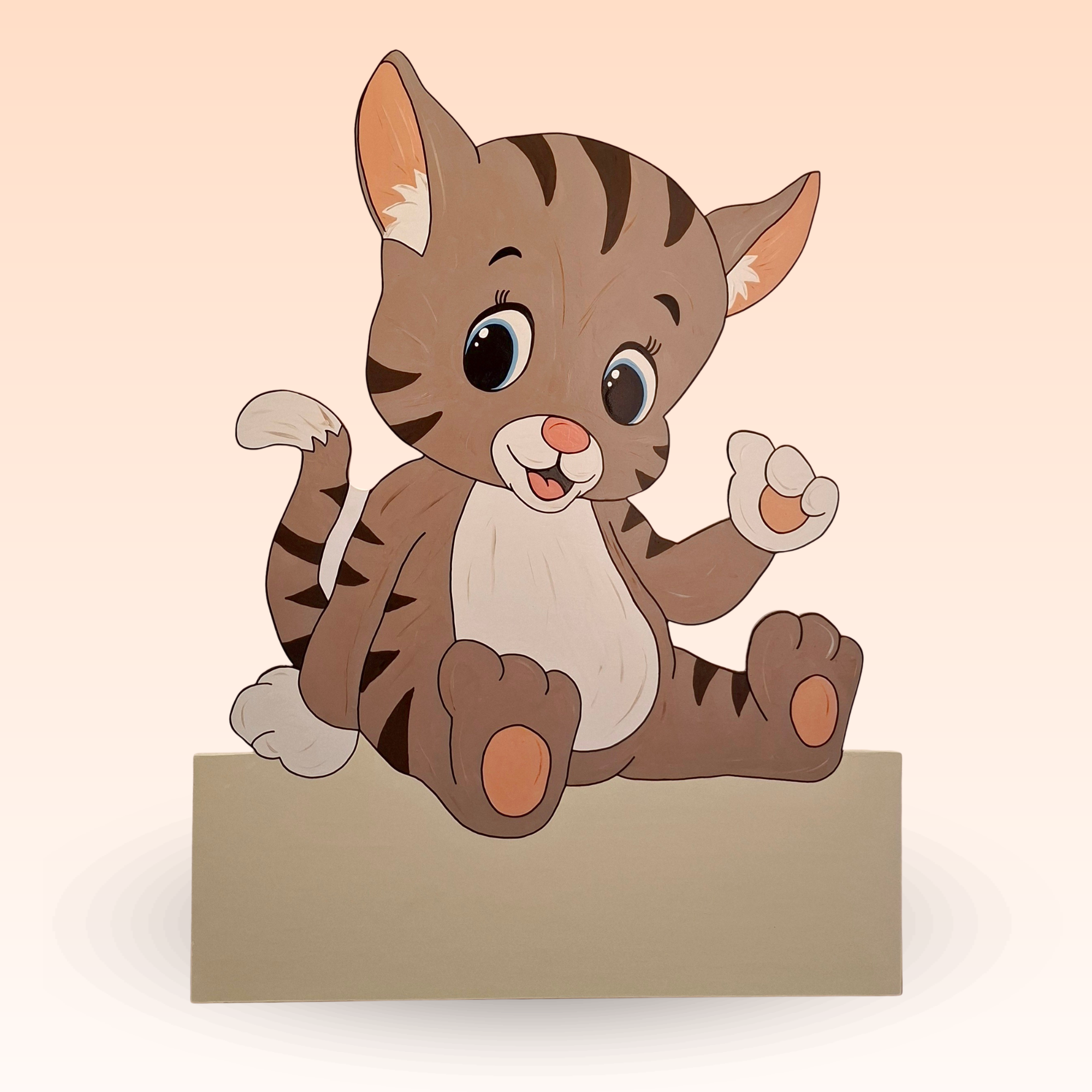 Geburtstafel/Babytafel in Form eines Stromers/Elektrikers. Handgefertigt von Franziska Barmettler, Geburtstafeln Luzern, in Root.