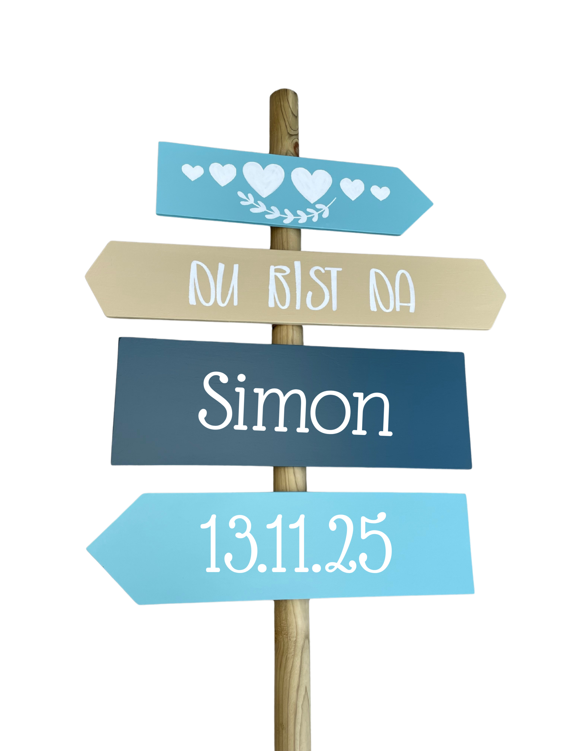 Geburtsschild/Babytafel in Form einer Giraffe. Handgefertigt von Franziska Barmettler, Geburtstafeln Luzern, in Root.