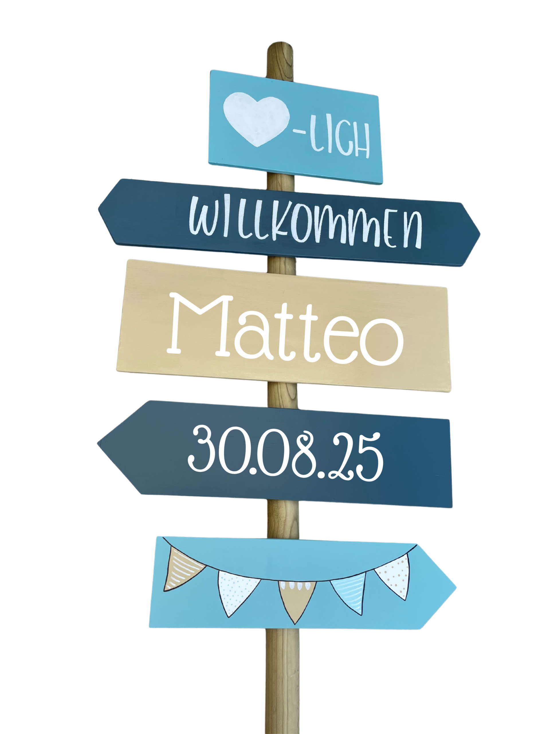 Geburtsschild/Babytafel in Form einer Giraffe. Handgefertigt von Franziska Barmettler, Geburtstafeln Luzern, in Root.