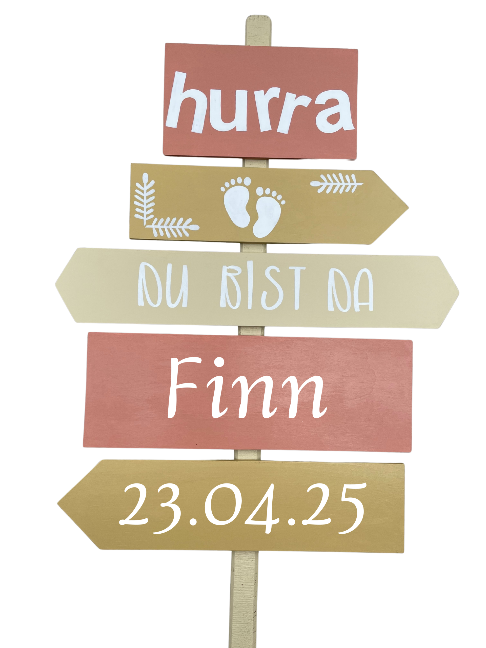 Personalisierter Geburtswegweiser aus Holz mit liebevollen Details, Name und Geburtsdatum – ein einzigartiger Blickfang zur Geburt in Luzern. Dieses handgemachte Geschenk hält den besonderen Moment stilvoll fest und heisst das Neugeborene herzlich willkommen.